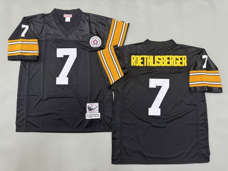 Men 2025 Pittsburgh Steelers #7 Roethlisberger black Throwback Limited NFL Jersey style 003